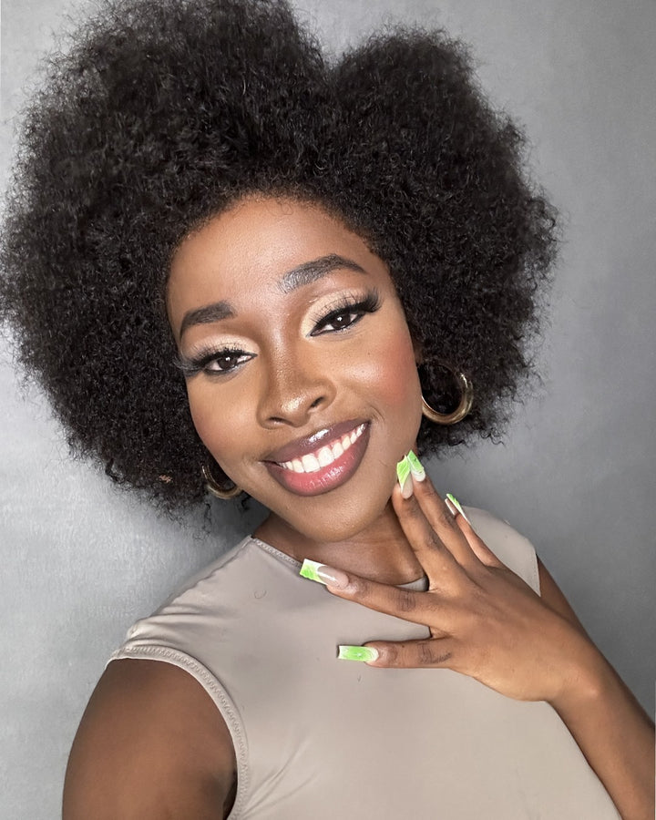 Perruque Bob Afro Kinky Bouclée Avec Bords Crépus