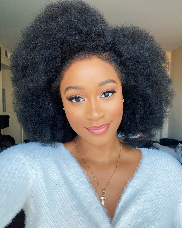 Perruque Bob Afro Kinky Bouclée Avec Bords Crépus