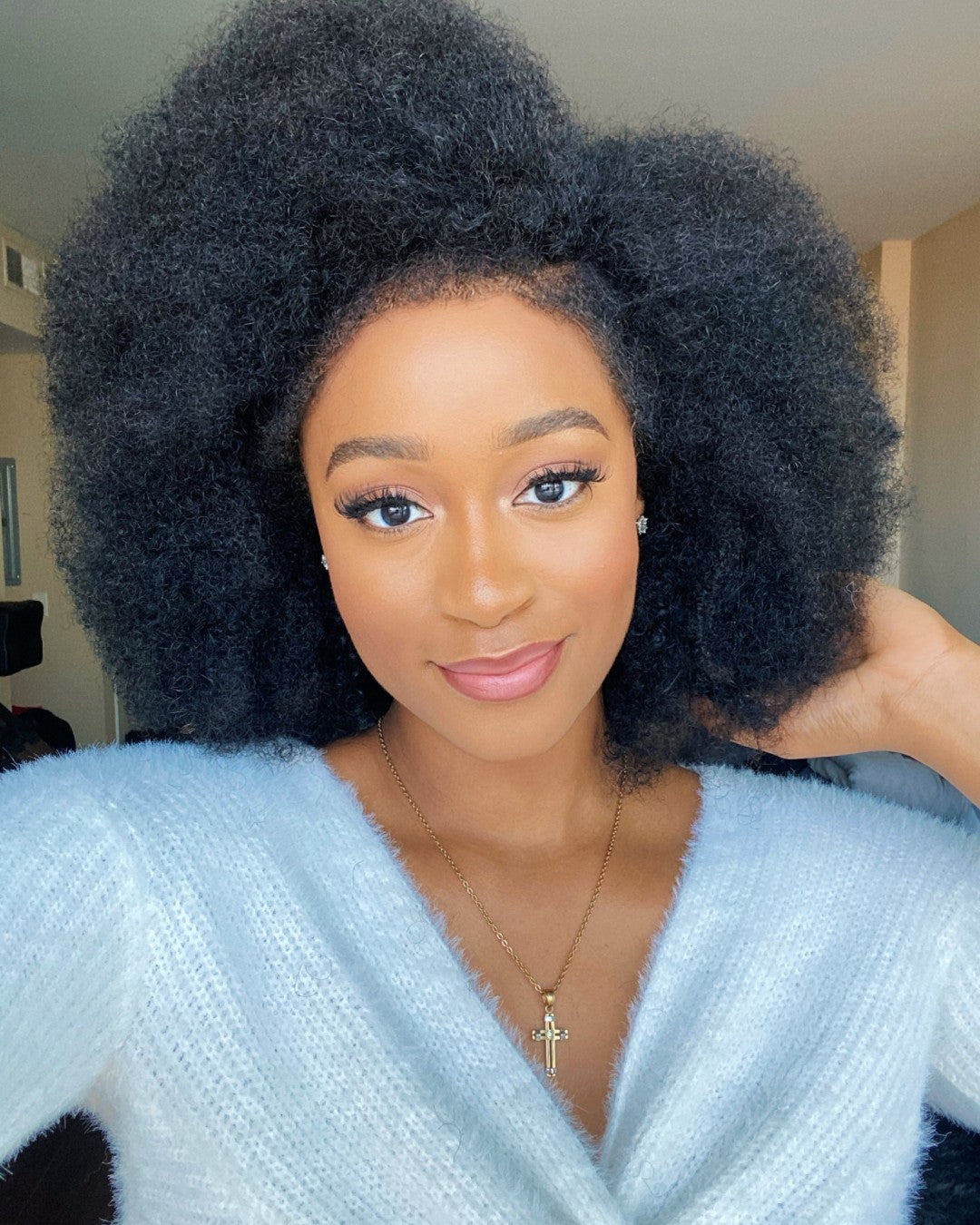 Perruque Bob Afro Kinky Bouclée Avec Bords Crépus