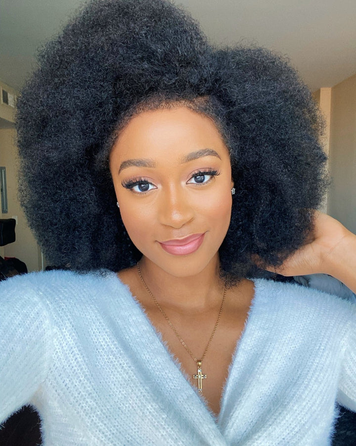 Perruque Bob Afro Kinky Bouclée Avec Bords Crépus