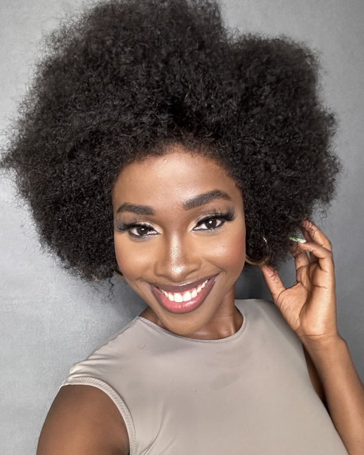 Perruque Bob Afro Kinky Bouclée Avec Bords Crépus