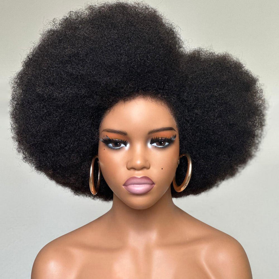 Perruque Bob Afro Kinky Bouclée Avec Bords Crépus