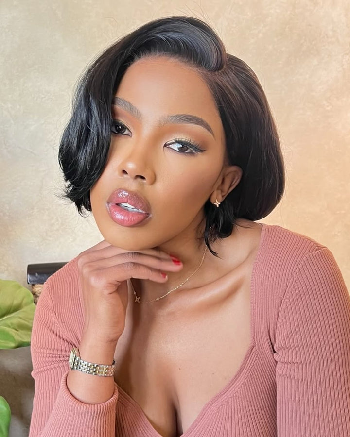 Perruque à raie sur le côté et fermeture en dentelle 5x5 dégradée