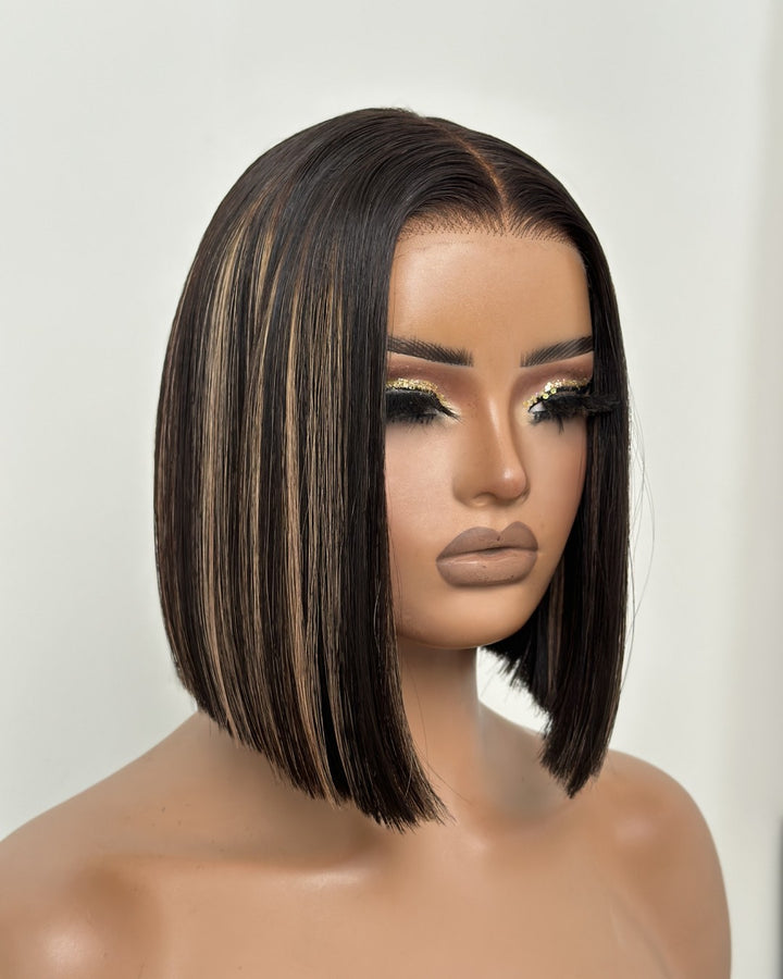 Perruque Bob en cheveux humains vierges avec bonnet ajustable et dentelle HD