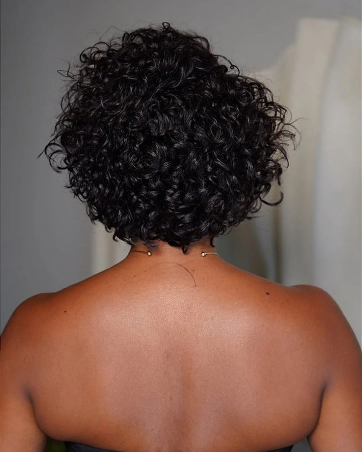 Perruque de cheveux humains ondulés et bouclés