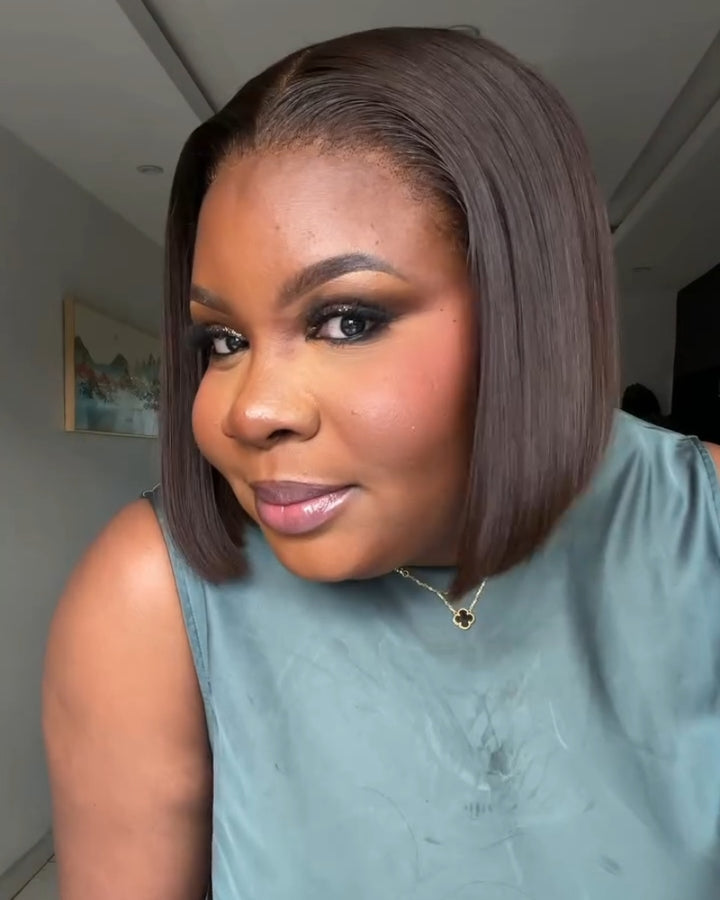 Perruque lace front droite marron chocolat 13x4