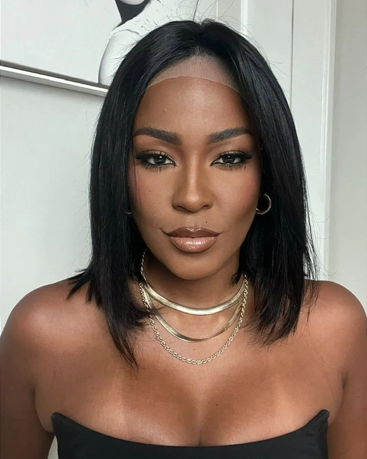 13x4 Dentelle Frontale Noire Sans Colle Facile à Porter Perruque Droite