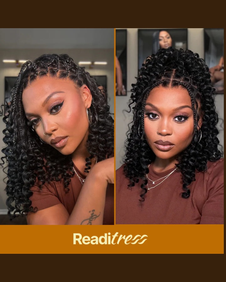 Perruque Bob tressée style bohème bouclée sans nœuds et dentelle intégrale