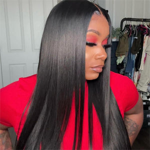 Perruque Lace Front Wig Yaki cheveux humains lisses