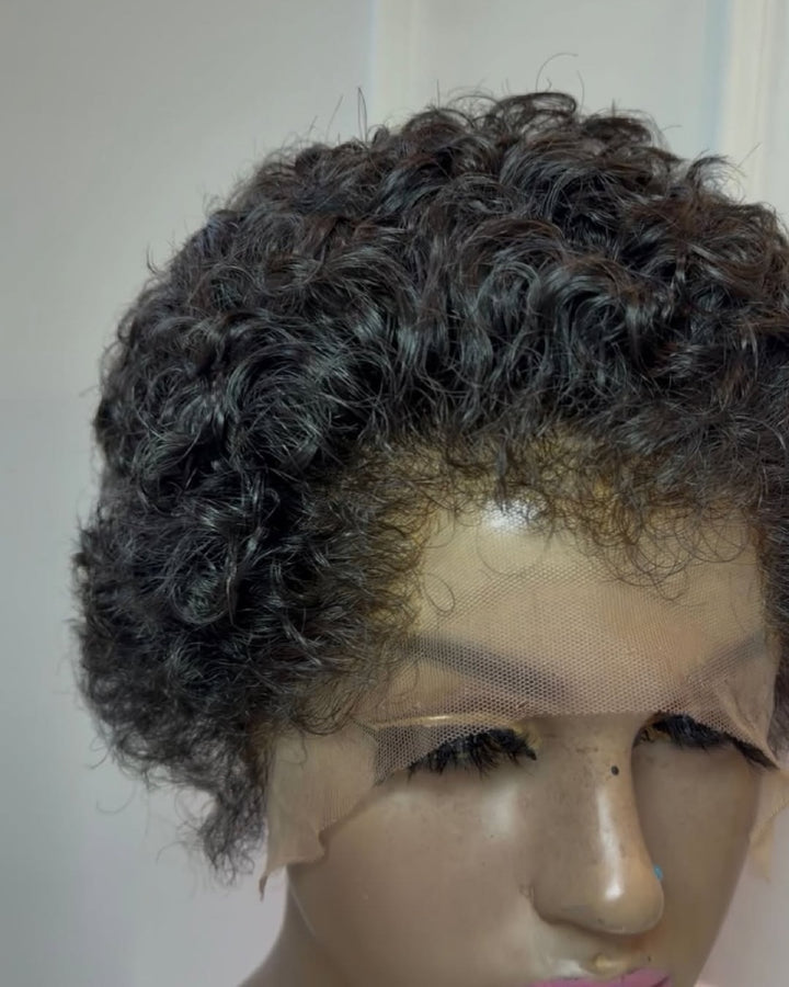 Perruque Lace Front noire naturelle bouclée avec ligne frontale hybride