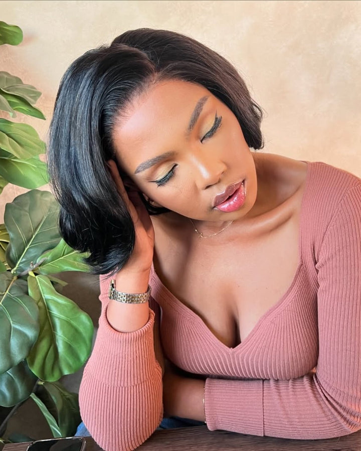 Perruque à raie sur le côté et fermeture en dentelle 5x5 dégradée