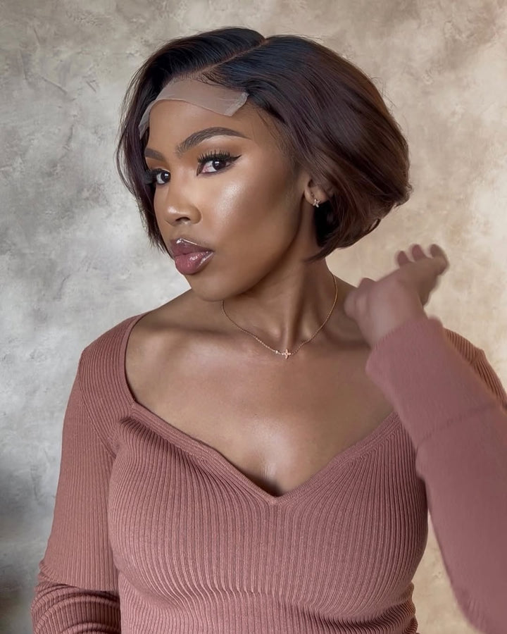 Perruque à raie sur le côté et fermeture en dentelle 5x5 dégradée