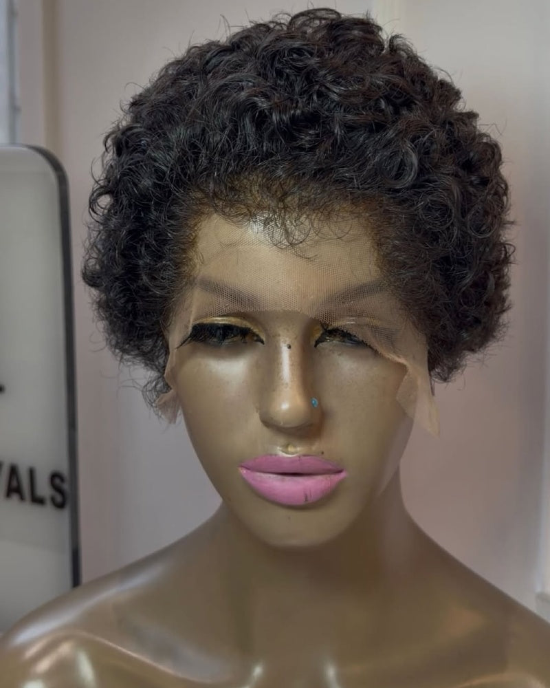 Perruque Lace Front noire naturelle bouclée avec ligne frontale hybride