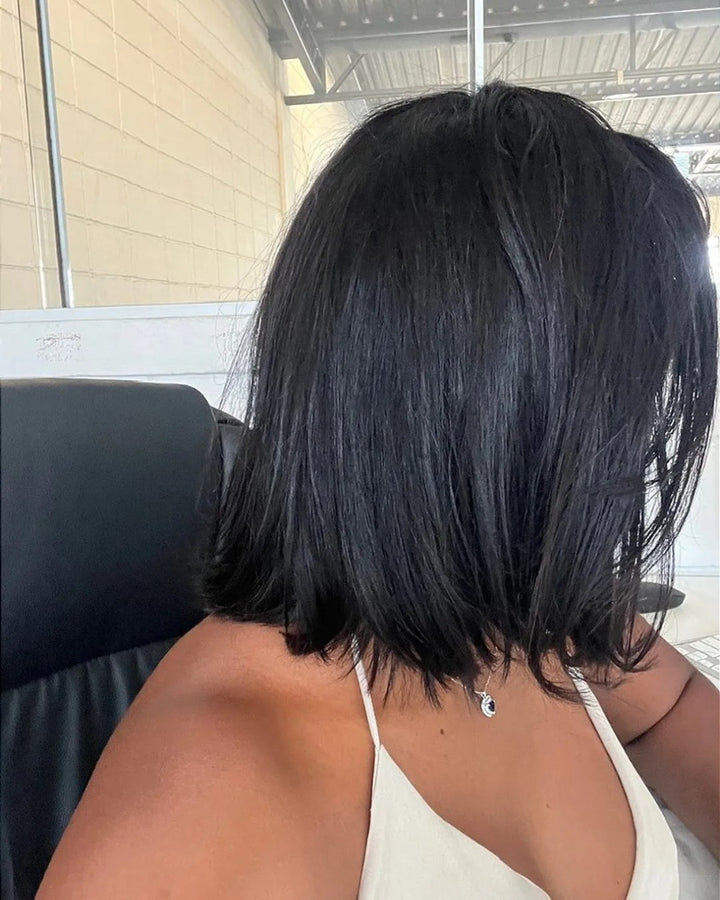 13x4 Dentelle Frontale Noire Sans Colle Facile à Porter Perruque Droite