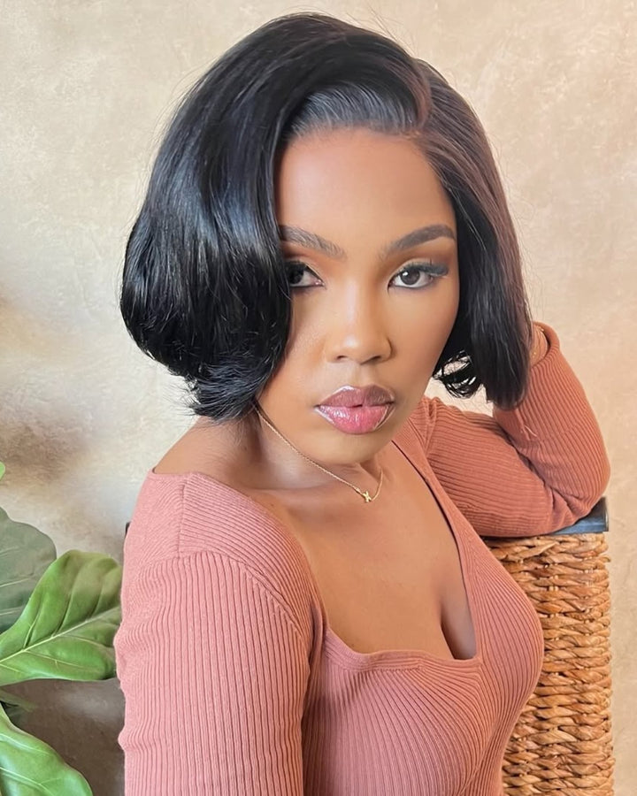 Perruque à raie sur le côté et fermeture en dentelle 5x5 dégradée