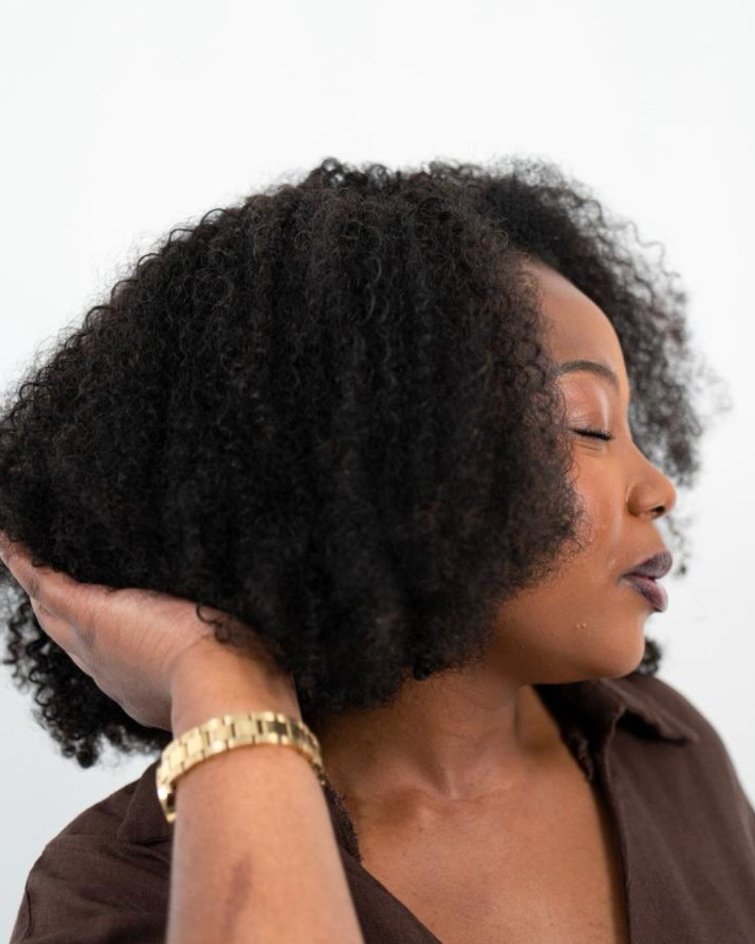 Demi-perruque Kinky Coily à cordon de serrage réglable