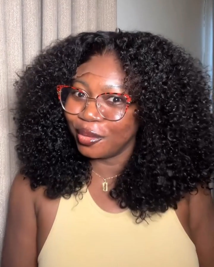 Perruque de cheveux humains bouclés haute densité avec fermeture en dentelle 5x5