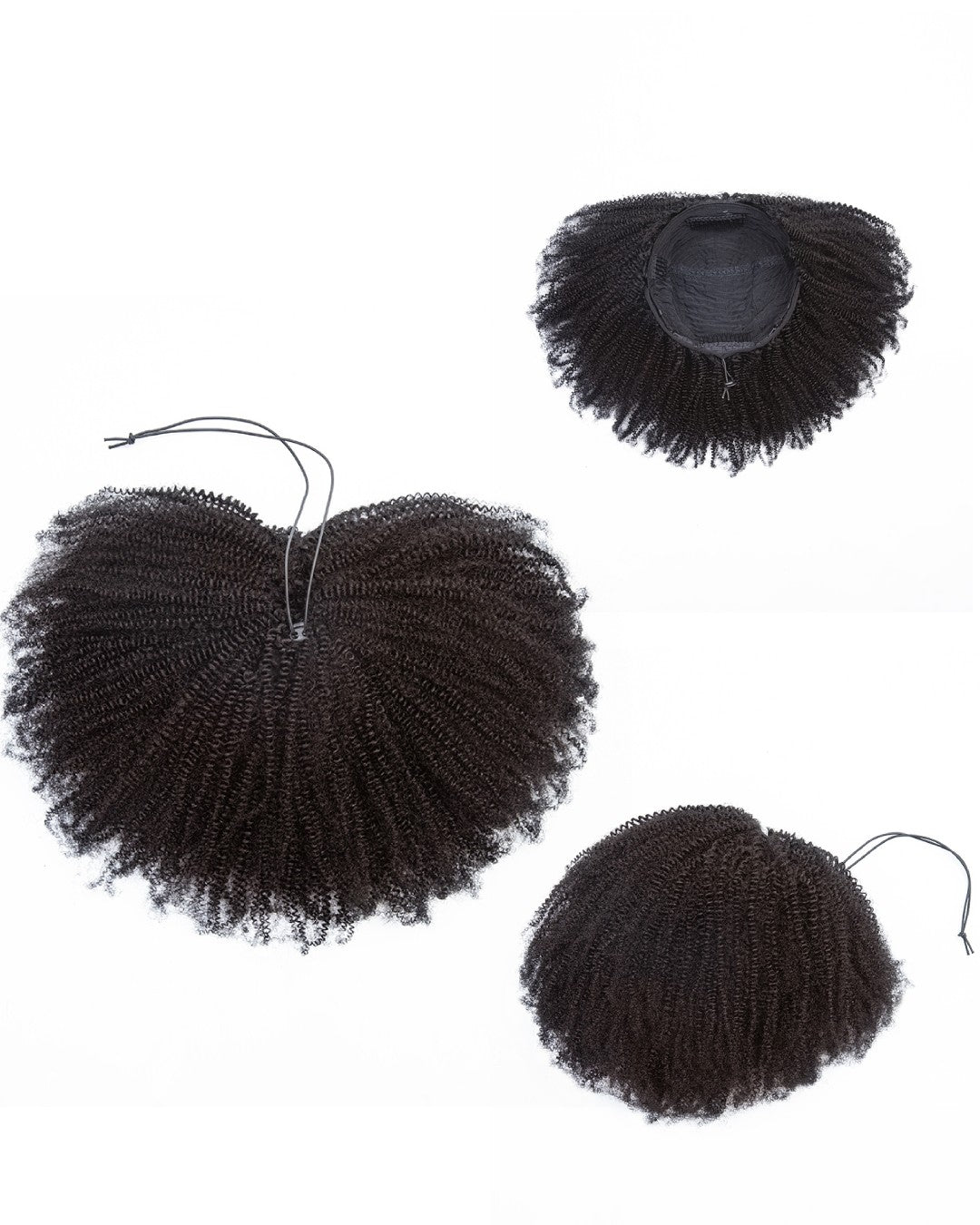Demi-perruque Kinky Coily à cordon de serrage réglable