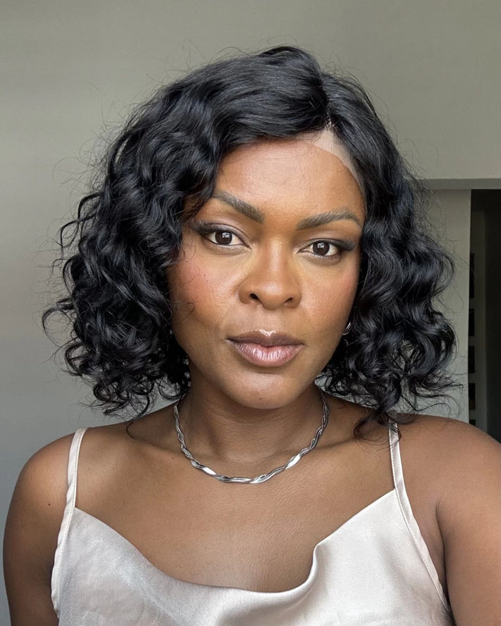 Perruque à fermeture en dentelle 5x5 avec boucles ondulées