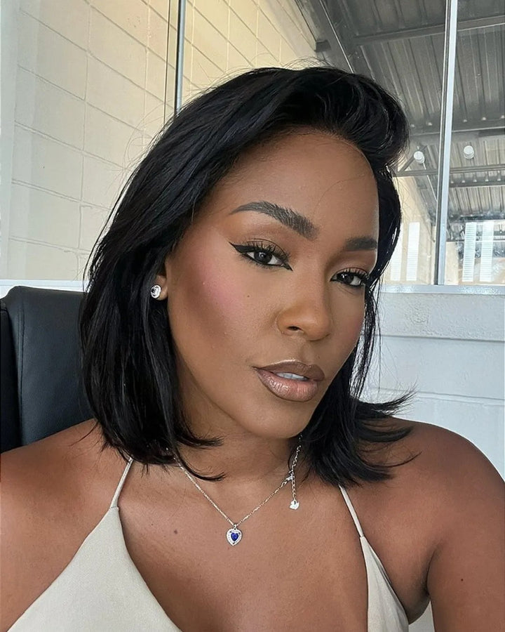 13x4 Dentelle Frontale Noire Sans Colle Facile à Porter Perruque Droite