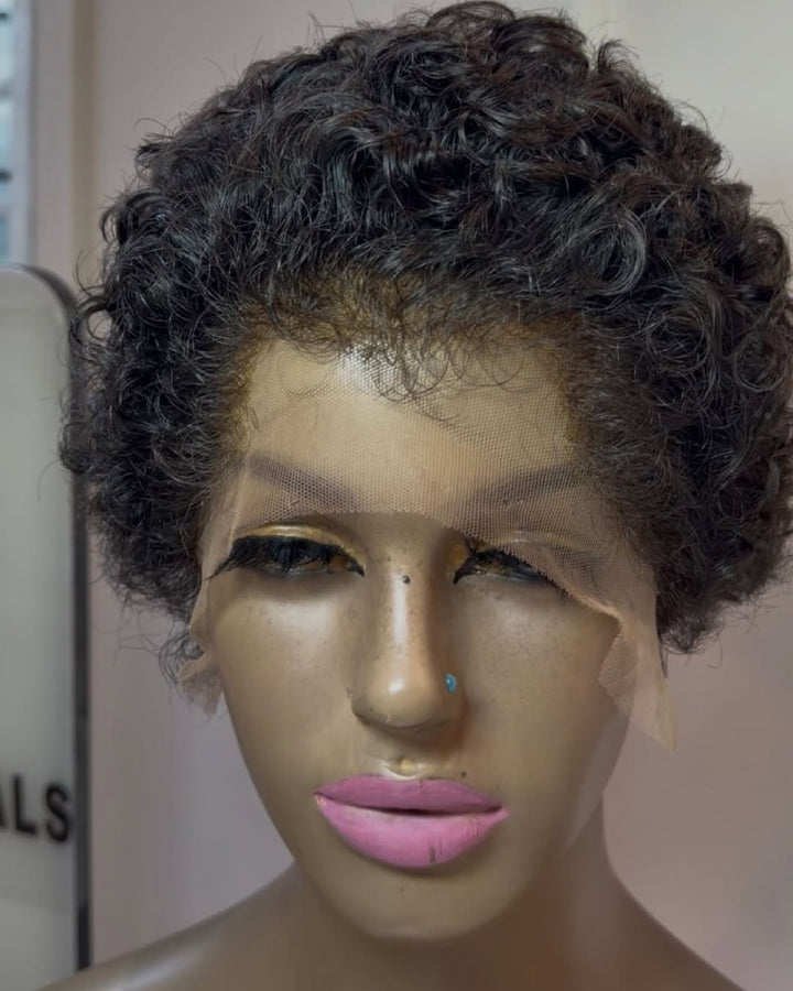 Perruque Lace Front noire naturelle bouclée avec ligne frontale hybride