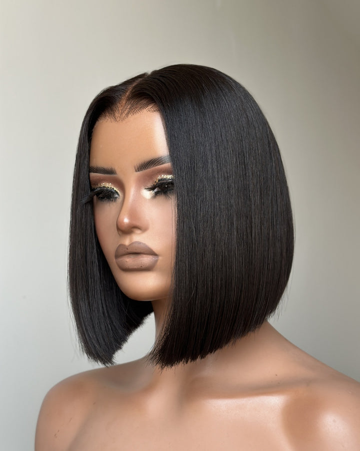 Perruque Bob en cheveux humains vierges avec bonnet ajustable et dentelle HD