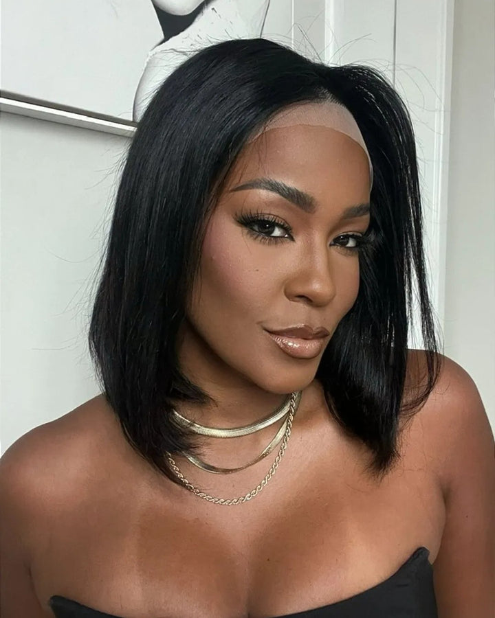 13x4 Dentelle Frontale Noire Sans Colle Facile à Porter Perruque Droite