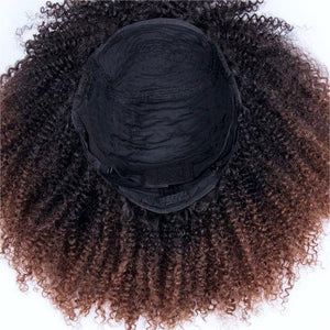 Perruque afro brune ombrée sans colle