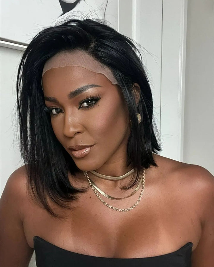 13x4 Dentelle Frontale Noire Sans Colle Facile à Porter Perruque Droite